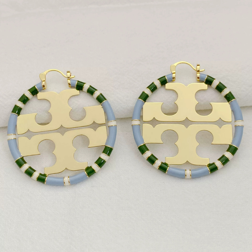 Tory Burch Gold Plated Copper Double Ruffled Round Ball Enamel Painted Piggy
